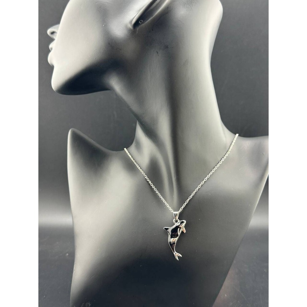925 Sterling Silverโ Chain Dolphin Pendant Necklace Nautical Jewelry 051 (55)